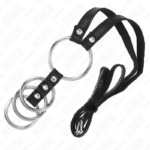 4 Anelli Per Pene In Metallo Collegati Da 3,8 Cm A 5 Cm Con Cintura In Pelle 112 Cm - Kink - immagine 5