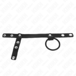 Anello Per Pene In Silicone 3,8 Cm Con Divisore Per Palline E Cinturino In Pelle 22 X 1,5 Cm - Kink - immagine 3