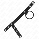 Anello Per Pene In Silicone 3,8 Cm Con Divisore Per Palline E Cinturino In Pelle 22 X 1,5 Cm - Kink - immagine 4