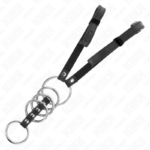 5 Anelli Per Pene Da 3,8 Cm A 5 Cm Metallo Con Cintura In Pelle 112 Cm - Kink - immagine 4