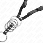 5 Anelli Per Pene Da 3,8 Cm A 5 Cm Metallo Con Cintura In Pelle 112 Cm - Kink - immagine 5