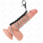 7 Anelli Per Pene In Metallo Da 3,8 Cm A 5 Cm Collegati Con Pelle E Catena In Metallo 100 Cm - Kink