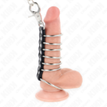 7 Anelli Per Pene In Metallo Da 3,8 Cm A 5 Cm Collegati Con Pelle E Catena In Metallo 100 Cm - Kink - immagine 2