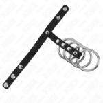 4 Anelli Per Pene In Metallo Da 3,8 Cm Collegati Con Cinturino In Pelle Da 22 X 1,5 Cm E Chiusura A Pressione - Kink - immagine 4