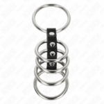 5 Anelli Per Pene Da 3,7 Cm A 5 Cm Metallo Collegati Da Pelle - Kink - immagine 3