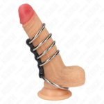 5 Anelli Per Pene Da 3,7 Cm A 5 Cm Metallo Collegati Da Pelle - Kink - immagine 2