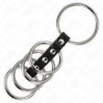 5 Anelli Per Pene Da 3,7 Cm A 5 Cm Metallo Collegati Da Pelle - Kink - immagine 4