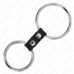 Doppio Anello Per Pene In Metallo Da 3,7 Cm A 5 Cm Collegato Con Cinturino In Pelle Modello 2 - Kink - immagine 4
