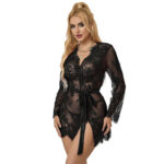 953751 Camicia Da Notte In Pizzo + Perizoma Nero S/M - Subblime