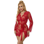 953782 Camicia Da Notte In Pizzo + Perizoma Rosso L/Xl - Subblime