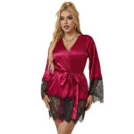 953829 Elegante Pigiama In Pizzo + Perizoma Rosso L/Xl - Subblime