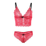 953898 Camicia Da Notte In Seta E Pizzo + Slip Rosso S/M - Subblime - immagine 7