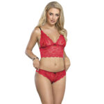 953898 Camicia Da Notte In Seta E Pizzo + Slip Rosso S/M - Subblime - immagine 4