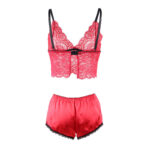 953898 Camicia Da Notte In Seta E Pizzo + Slip Rosso S/M - Subblime - immagine 6
