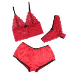 953898 Camicia Da Notte In Seta E Pizzo + Slip Rosso S/M - Subblime - immagine 3