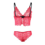 953904 Camicia Da Notte In Seta E Pizzo + Slip Rosso L/Xl - Subblime - immagine 8