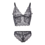 953928 Camicia Da Notte In Seta E Pizzo + Slip Nero L/Xl - Subblime - immagine 8