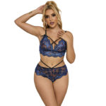 954062 Reggiseno + Slip Pizzo Blu S/M - Subblime