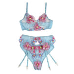 954109 Reggiseno + Slip Con Cintura Reggiseno Floreale Blu S/M - Subblime - immagine 5