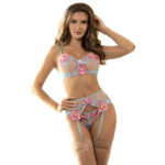 954116 Reggiseno + Slip Con Cintura Reggiseno Floreale Blu L/Xl - Subblime - immagine 3
