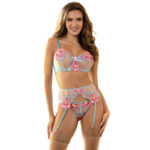 954116 Reggiseno + Slip Con Cintura Reggiseno Floreale Blu L/Xl - Subblime