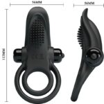 Doppio Anello Vibrante + Stimolatore Clitorideo 10 Vibrazioni Nero - Pretty Love - immagine 5