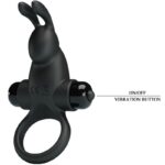 Anello Vibrante + Stimolatore Clitorideo Coniglio 10 Vibrazioni Nero - Pretty Love - immagine 4