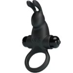 Anello Vibrante + Stimolatore Clitorideo Coniglio 10 Vibrazioni Nero - Pretty Love