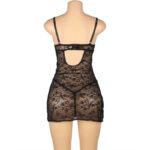 954185 Babydoll In Pizzo Con Spalline Regolabili Nero S/M - Subblime - immagine 7
