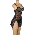 954185 Babydoll In Pizzo Con Spalline Regolabili Nero S/M - Subblime - immagine 4