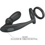 Anello Per Pene Emoni + Tappo Anale 12 Vibrazioni Nero - Pretty Love - immagine 6