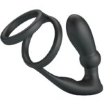 Anello Per Pene Emoni + Tappo Anale 12 Vibrazioni Nero - Pretty Love