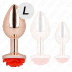 Plug Anale In Oro Rosa Con Rosa Rossa L - Kink - immagine 2