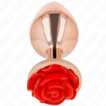 Plug Anale In Oro Rosa Con Rosa Rossa L - Kink