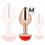 Plug Anale In Oro Rosa Con Rosa Rossa M - Kink - immagine 2