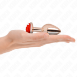 Plug Anale In Oro Rosa Con Rosa Rossa M - Kink - immagine 3