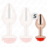Plug Anale In Oro Rosa Con Rosa Rossa S - Kink - immagine 3