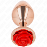 Plug Anale In Oro Rosa Con Rosa Rossa S - Kink