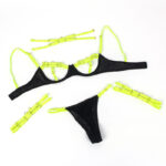 955274 Completo Reggiseno Con Collana E Dettagli Gamba Verde Fluorescente S/M - Subblime - immagine 7