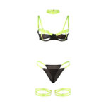 955274 Completo Reggiseno Con Collana E Dettagli Gamba Verde Fluorescente S/M - Subblime - immagine 5