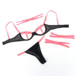 955298 Completo Reggiseno Con Collana E Dettagli Gamba Rosa Fluo S/M - Subblime - immagine 7