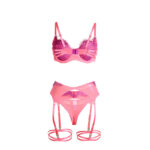 955366 Completo Reggiseno Con Pizzo E Linee Di Giarrettiera Rosa E Viola L/Xl - Subblime - immagine 7