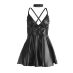 955373 Abito Con Spalline In Pelle Nera S/M - Subblime - immagine 6