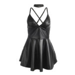 955373 Abito Con Spalline In Pelle Nera S/M - Subblime - immagine 5