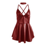 955397 Abito Con Spalline In Pelle Bordeaux S/M - Subblime - immagine 5