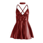 955403 Abito Con Spalline In Pelle Bordeaux L/Xl - Subblime - immagine 6