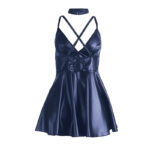 955427 Abito Con Spalline In Pelle Blu L/Xl - Subblime - immagine 7