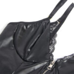 955458 Body In Pelle Nera Con Zip S/M - Subblime - immagine 6