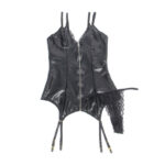 955458 Body In Pelle Nera Con Zip S/M - Subblime - immagine 5