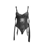 955496 Body In Pizzo Con Fiocchi E Giarrettiere Nero S/M - Subblime - immagine 4